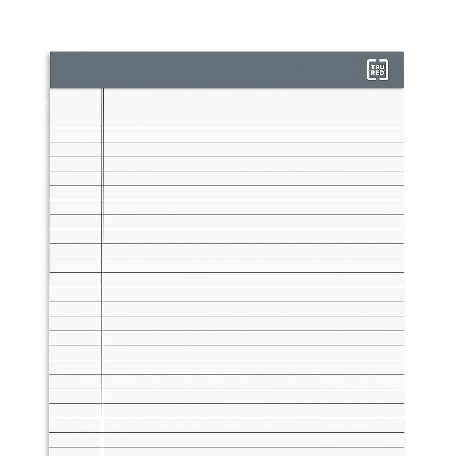 Staples TRU RED Notepads 8.5" x 14" Wide Ruled White 50 Sheets/Pad 12 Pads/Pack TR57372