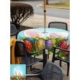 thumbnail image 6 of Square Outdoor Tablecloth with Umbrella Hole Easter Outside Table Cloth Waterproof Patio Table Cover Bunny Colorful Eggs Spring Floral Botanical Zipper Tablecloths for Picnic Party Camping 60x60 Inch, 6 of 8