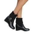 thumbnail image 5 of TAIAOJING Women's Boots Knit Mouth Adjustable Buckle Inner Wedge Boots, 5 of 5