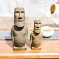 thumbnail image 2 of Cast Iron Easter Island Moai Figurine for Home Decor,Metal Statue Study Bookshelf, Wall Shelf, Living Room,Office,Garden Decor (L), 2 of 7