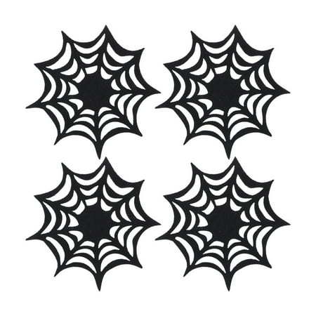 

FRCOLOR 4pcs Halloween Themed Placemat Spider Web Coasters Placemat Decorative Table Placemats Doilies Halloween Decorarion Supplies Black