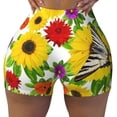 thumbnail image 2 of Daiia Tiger Swallowtail On Flowers Pattern Women's Workout Shorts Biker Shorts - High Waisted Workout Spandex Tummy Control Gym Running Yoga Shorts-Large, 2 of 8