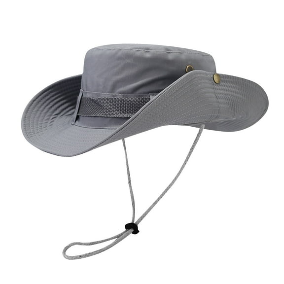 Xfvqtps Womens Sun Hat Cowboy Quick Drying Sunscreen Sunshade Wide Brim Adjustable Drawstring Solid Color Vintage Breathable Camping Outdoor Summer Cowboy Hat Gray