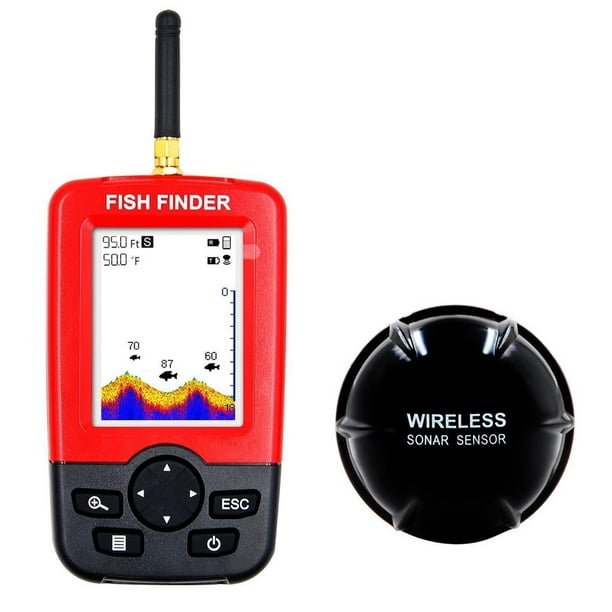 LUCKY Portable Fish Finder Transducer Sonar Sensor 147 Feet Water Depth  Finder LCD Screen Echo Sounder Fishfinder with Fish Attractive Lamp for Ice