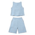 thumbnail image 5 of Costeam Womens 2 Piece Sleeveless Top and Loose Pocket Pants Set Solid Color Soft Stretch Fabric High Waist Casual Wide Leg Pant Outfit Suit, 5 of 6