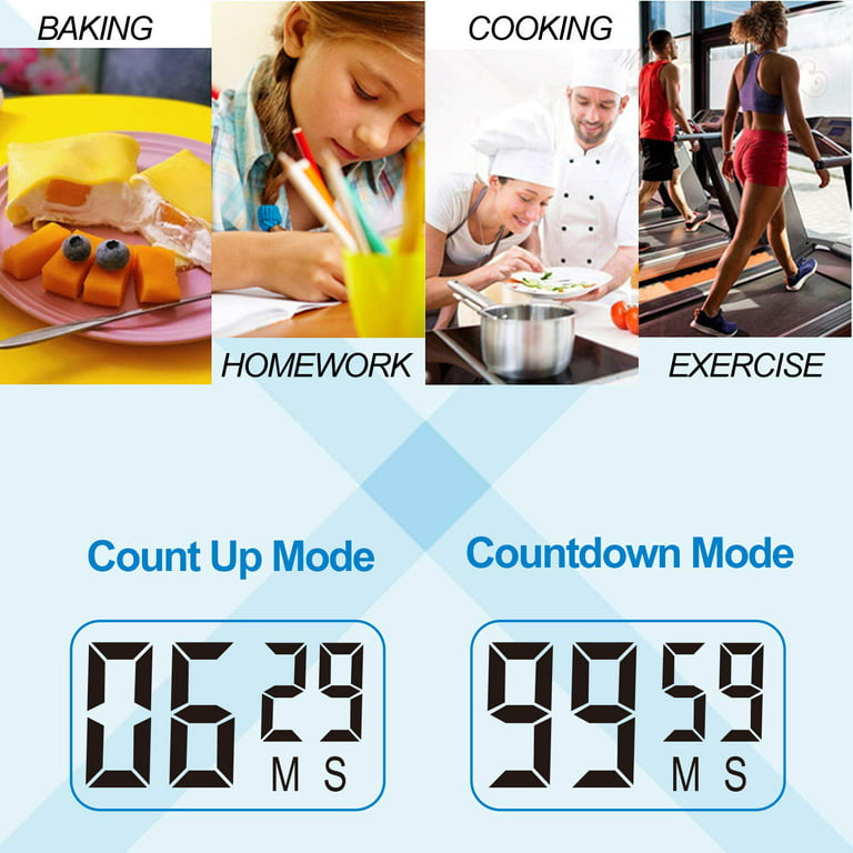 1Pack Small Digital Kitchen Timer Magnetic Back and ON/Off Switch,Minute  Second Count Up Countdown