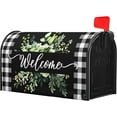 thumbnail image 3 of Spring Welcome Green Eucalyptus Leaf Mailbox Covers Magnetic Standard Size 25.5" X 21",Black White Buffalo Plaid Mailbox Wraps Post Letter Box Cover for Holiday Garden Yard Decor, 3 of 6