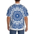 thumbnail image 3 of Gukieu Blue Watercolor Print Men's Short-sleeved Shirts, Button-down Pocket Shirts, T-shirts, Beach Vacation Travel Summer Clothing-4X-Large, 3 of 5