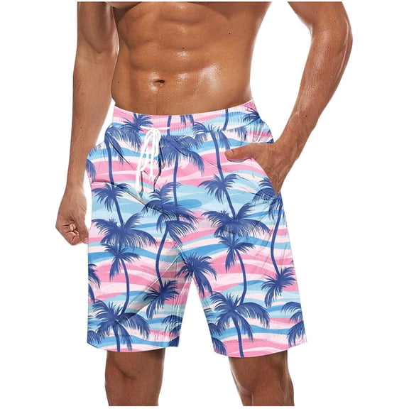 Taqqpue Men's Swim Trunks Plus Size Hawaiian Beach Shorts Bathing Suits Casual Elastic Waist Drawstring Summer Shorts Printed Quick Dry Beach Board Shorts with Pockets S-5XL