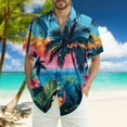 thumbnail image 2 of Men Hawaiian Shirt Short Sleeves Printed Button Down Shirts Summer Beach Mens Shirts Clearance 09-Blue 4XL, 2 of 5