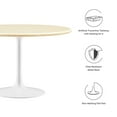 thumbnail image 5 of Modway Lippa 48" Round Modern Wood Dining Table in White and Brown, 5 of 8