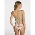 thumbnail image 3 of No Boundaries Bright Palms Binded One-Piece Swimsuit, Women's XXS-XXL, 3 of 5