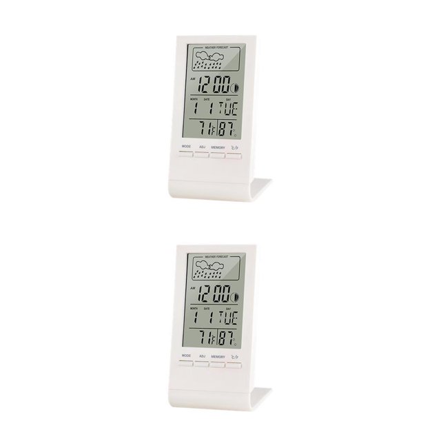 Inteprter Termómetro LCD alimentado por batería medidor de humedad independiente Sensor de estación meteorológica dormitorio bebé guardería Blanco -50℃~70℃ 2Conjunto
