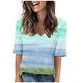 thumbnail image 2 of Hrsba Womens Fashion Tees Floral Print 3/4 Sleeve V Neck Shirt Loose Summer Casual Ladies Top Comfortable Daily Wear, 2 of 4