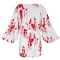 thumbnail image 4 of DHFJKG Summer Swimwear Cover-Ups Women Floral Printed Beach Vacation Clothes Batwing Long Sleeve V Neck Tie Waist Versatile Beachwear, 4 of 5