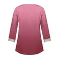 thumbnail image 5 of Trendsetting Women's Apparel Fashion Plus Size Fashion Women's Summer V-Neck 3/4 Sleeve Lace Splicing Solid Casual T-shirt Blouse Top, 5 of 5
