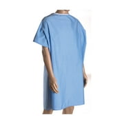 DMI Hospital Patient Gown for Women or Men, Back and Shoulder Snap, 36 Long, Blue