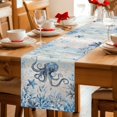 thumbnail image 5 of Blue Coastal Octopus Table Runner 90 Inches, Summer Vintage Ocean Sea Coral Shells Bed Runner Dresser Scarves Tabletop for Indoor Outdoor Parties/Ceremony/Banquet, 13" x 90", 5 of 9