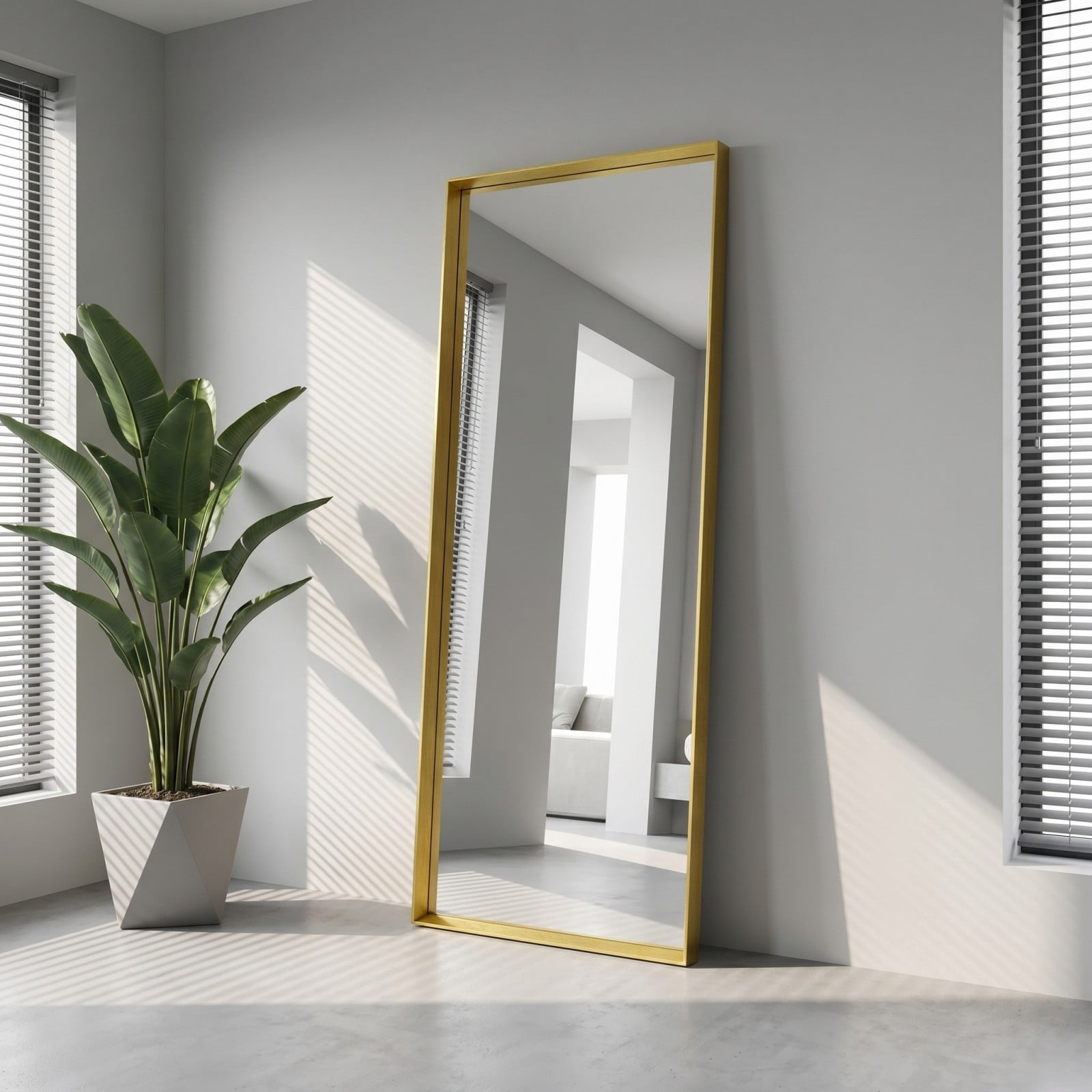 Gleamira 22"x65" Rectangular Full Length Mirror Floor Standing Mirror with Deep Frame, Gold