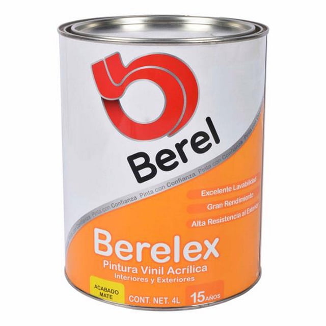 pintura berel berelex vinil acrílica interior/exterior 4l base neutra mate
