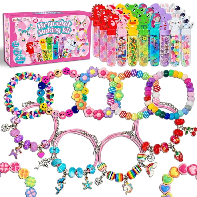 Kit de fabricación de pulseras Leitait, paquete de 24 con varillas de pulsera para niñas
