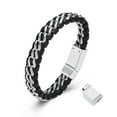 thumbnail image 2 of Personalize Stainless Steel Braided Leather Bracelet Memorial Funeral Urns Bracelet for Cremation Ashes Keepsake Jewelry with 1cm Extension Clasp, 2 of 9