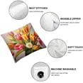 thumbnail image 4 of COMIO  Square Throw Pillow Covers Beautiful Tulips Flowers Vintage Floral Design Pillow Cases Decorative for Home Bedroom Sofa Pillowcases Standard 2Pcs White, 4 of 6