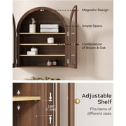 EYYTHUNG Modern Arched Wall Cabinet, Farmhouse Bathroom Storage Cabinet Large Medicine Cupboard with Adjustable Shelf, Brown Oak