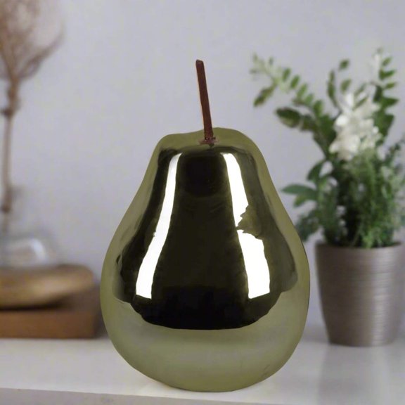 Heidi Polished Ceramic Pear Figurines Set – Decorative Modern Fruit Sculptures, Glossy Finish Home Décor Accent for Living Room, Tabletop (Small, Saga)