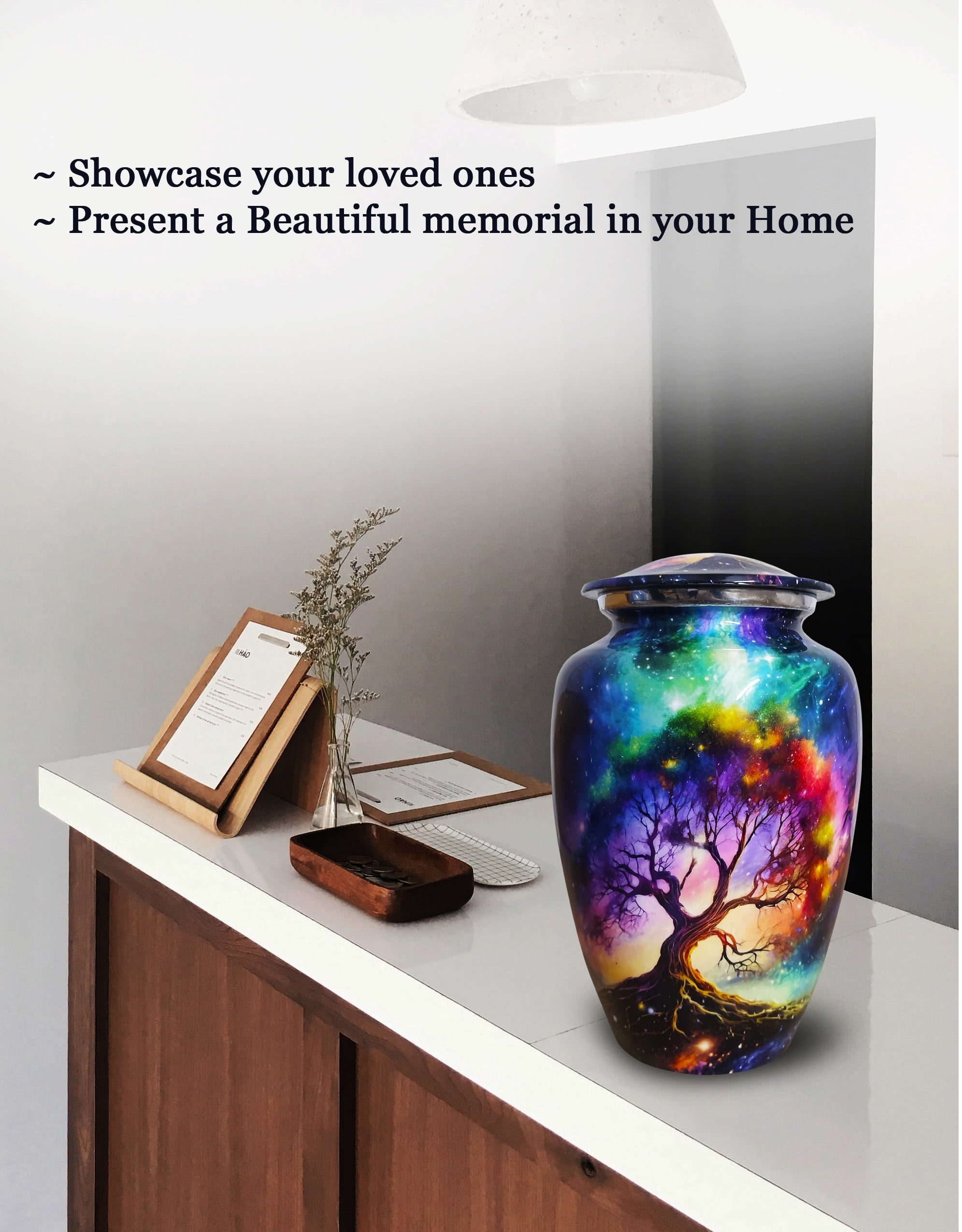 Cosmic Galaxy Tree Cremation Urns for Human Ashes Adult Male Female, Burial Urns, Decorative Urns, Funeral Urns, for Women and Men