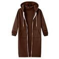 thumbnail image 4 of Hooded Shirts Womens Zip Up Coat Full Zip Jackets Sport Coat Spring Tops Fashion Outfits Fashion Sweatshirts: Comfortable Full Zip Up Hoodie Womens Long Sweatshirt with Pockets,Coffee XXL, 4 of 5