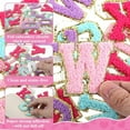 thumbnail image 2 of 104 Pcs Self Adhesive Chenille Letter Patches Iron On Letters for Clothing, Varsity Letters Chenille Embroidered Patches for Clothing, Hats, Backpack, Bags (White/Rose/Pink/Blue/Purple)$$Art & Craft, 2 of 8