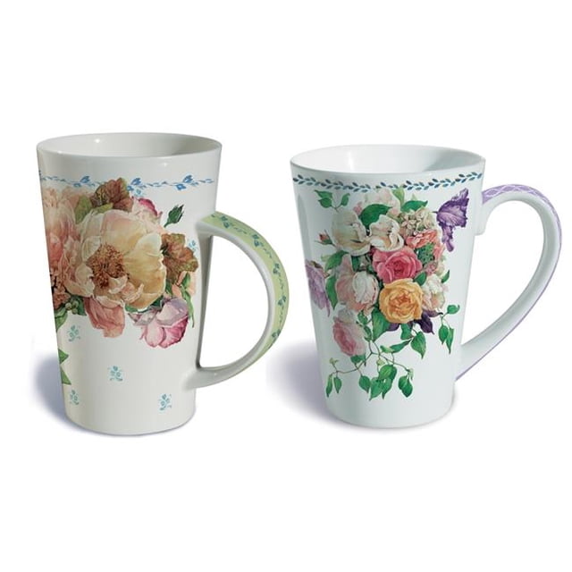 Lissom Design W35055 Schneider 2 Piece Cottage in Bloom Fine Porcelain Gift Mug Set