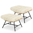 thumbnail image 6 of RADIATA 2-Pack Patio Wicker Ottoman Footrests with Adjustable Feet, All-Weather Outdoor Indoor Foot Stools Metal Frame, 220lb Capacity for Porch, Balcony, Living Room, Beige, 6 of 7