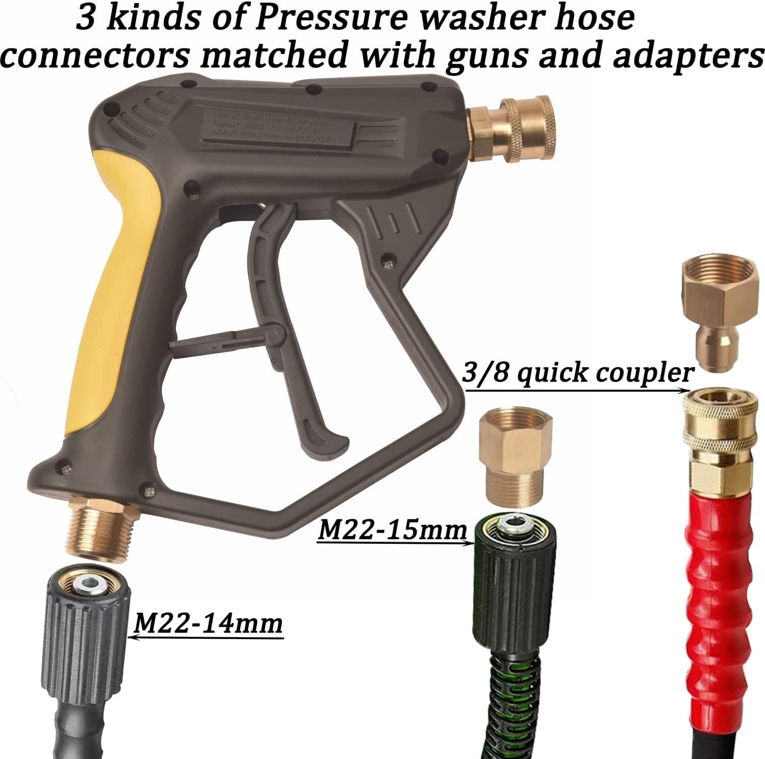 GDHXW X-887 High Pressure Washer Gun with Foam Cannon 2 Adapter 7 