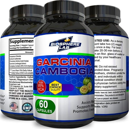 Biosphere Labs Garcinia Cambogia with 95% HCA Weight Loss Supplement Max Potency Diet Pills - Best Carb Blocker and Fat Burner for Men and Women - USA Made and Non-GMO
