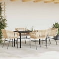 thumbnail image 3 of vidaXL 5 Piece Patio Dining Set with Cushions Brown Poly Rattan Glass, 3 of 10