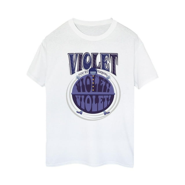 Willy Wonka T-Shirt Boyfriend en Coton pour Femmes Violet Turning Violet