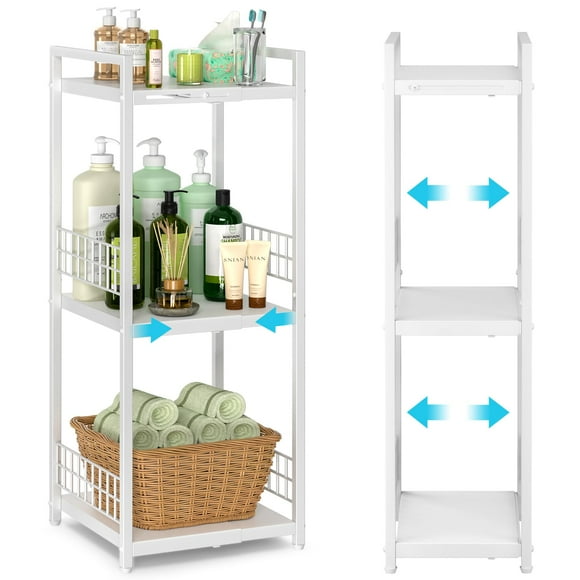 Estante de almacenamiento DAOUTIME expandible de 3 niveles de metal blanco
