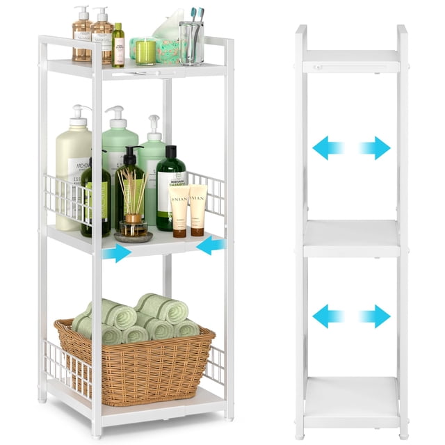Estante de almacenamiento DAOUTIME expandible de 3 niveles de metal blanco