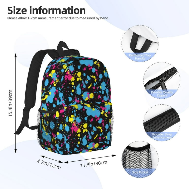 Glow in Dark Neon Splatter Backpack Casual Bookbag