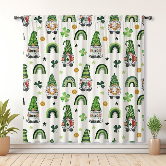 St. Patrick's Day Style Curtains Green Hat Curtains Blackout Curtains Suitable For Room Bedroom Decoration Christmas Gifts(Rod pocket)