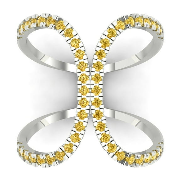 Statement Engagement Ring for Women - 0.5ct Natural Citrine in 18K White Gold Promise Ring