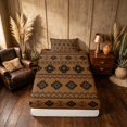 thumbnail image 4 of Manfei Boho Aztec Tribal Twin Sheets, Bohemian Geometric Bedding, Black, Black Reversible 3-Piece1 Flat Sheet + 1 Fitted Sheet + 1 Pillowcase, 4 of 6