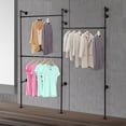 thumbnail image 5 of Heavy Duty Wall Mounted Clothes Rail Shelf Garment Hanging Shop Display Rack Industrial Pipe Clothing Rack Garment Rack Clothes Stores Coat Hanger Wall Mount, 5 of 12