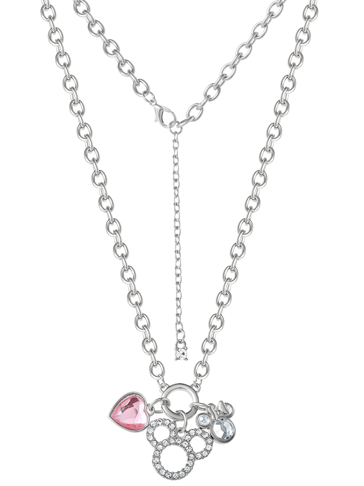Disney Mickey Mouse & Minnie Mouse Charm Necklace with Adjustable Chain
