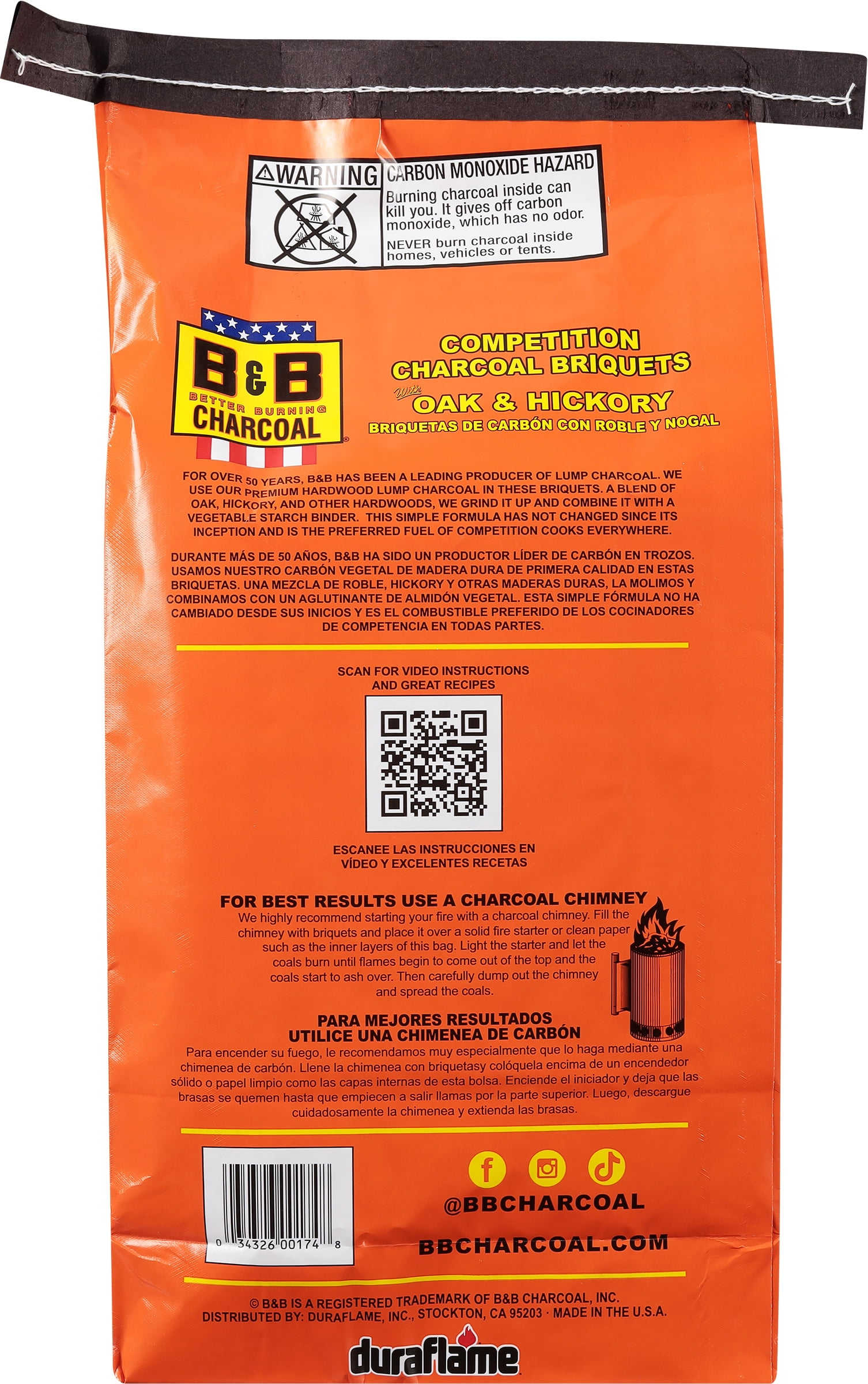 B&B Charcoal Competition Oak Charcoal Briquets 17.6 Pound