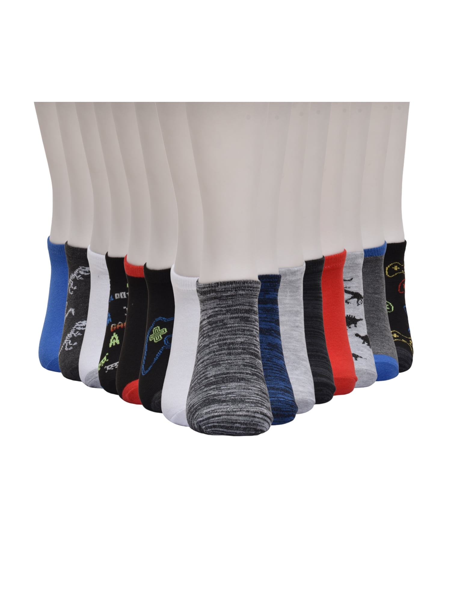Wonder Nation Boys Gamer No-Show Socks, 15-pack, Size Medium (Shoe Size 9-2.5)