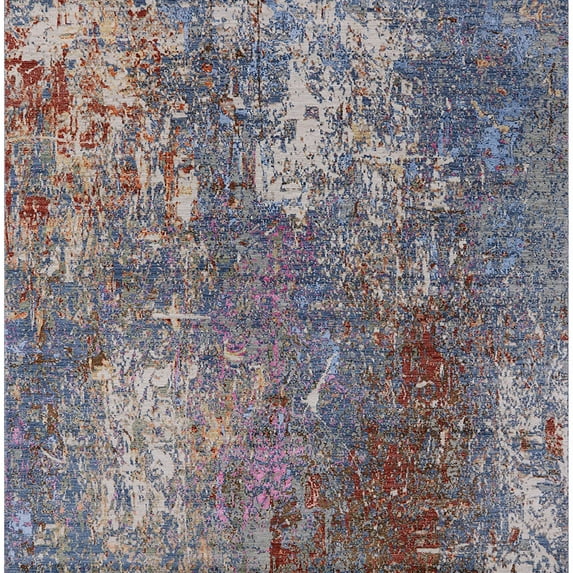 Ahgly Company Indoor Square Mid-Century Modern Purple Oriental Area Rugs, 4' Square