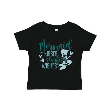 

Inktastic Mermaid Kisses Starfish Wishes Mermaid Silhouette Gift Toddler Toddler Girl T-Shirt